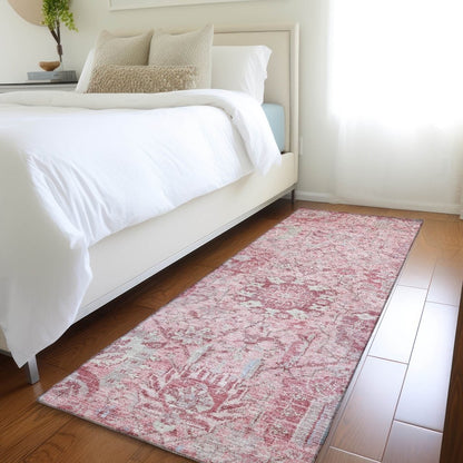LOOMLAN Rugs Geneva Pink Washable Indoor-Outdoor Rug