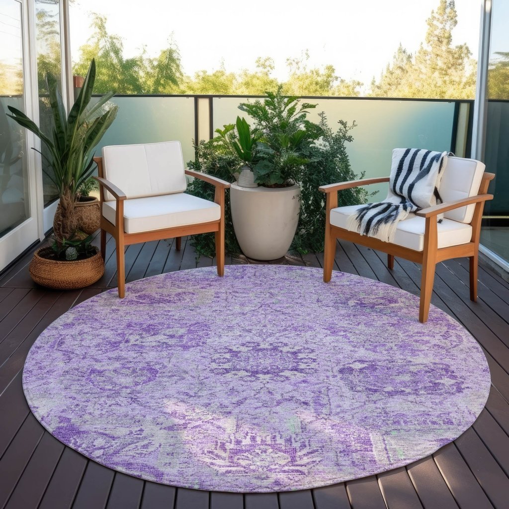LOOMLAN Rugs Geneva Purple Washable Indoor-Outdoor Rug