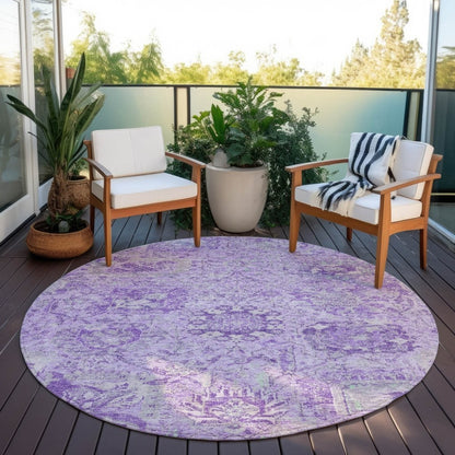 LOOMLAN Rugs Geneva Purple Washable Indoor-Outdoor Rug