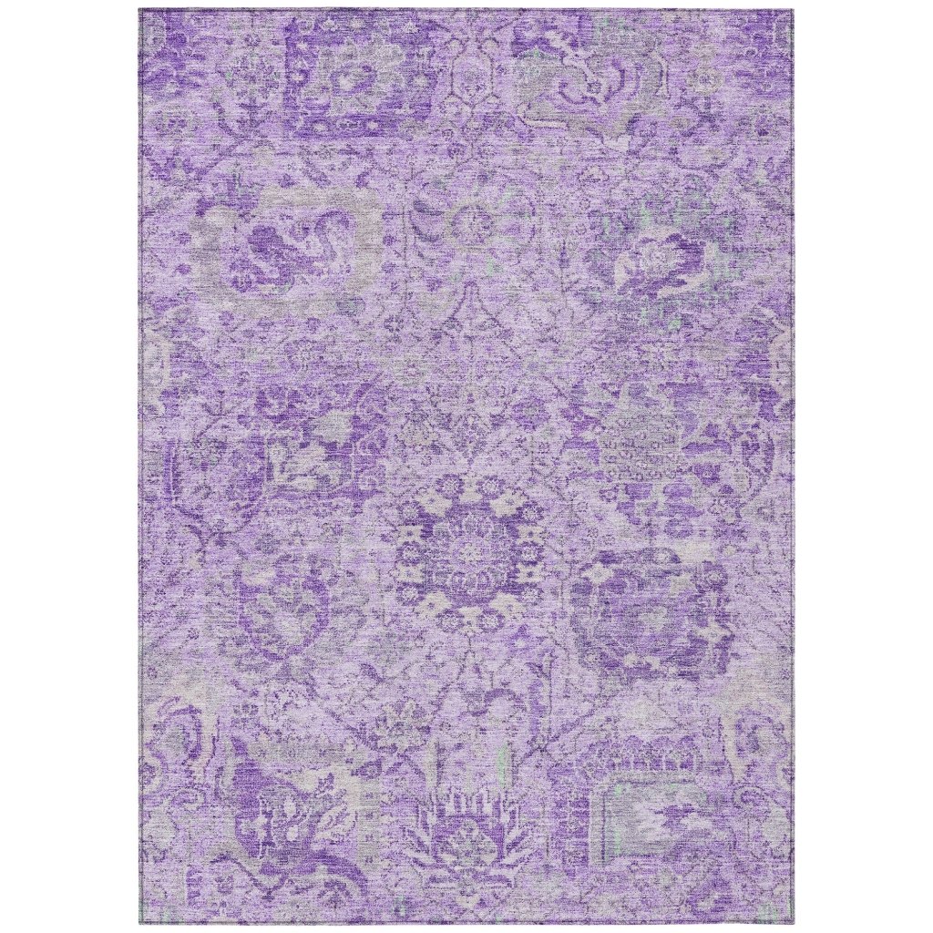 LOOMLAN Rugs Geneva Purple Washable Indoor-Outdoor Rug