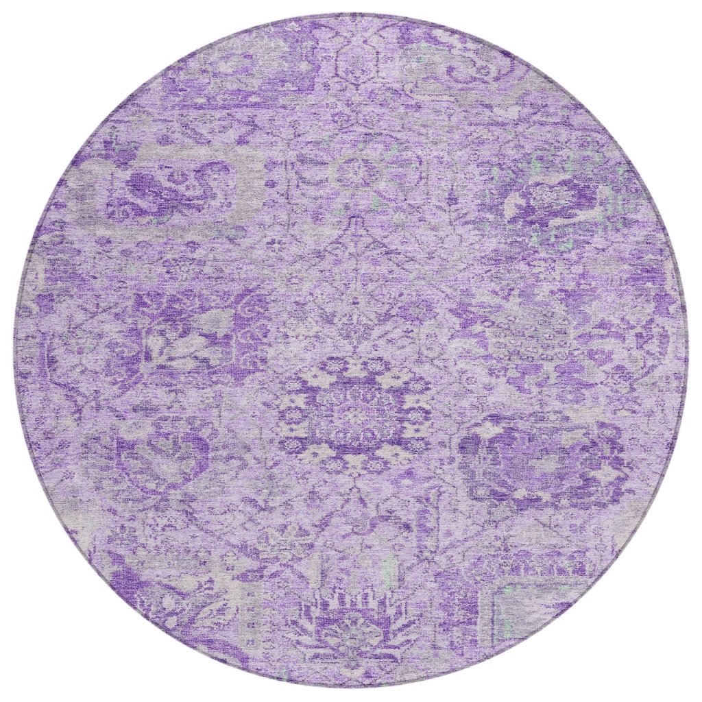 LOOMLAN Rugs Geneva Purple Washable Indoor-Outdoor Rug