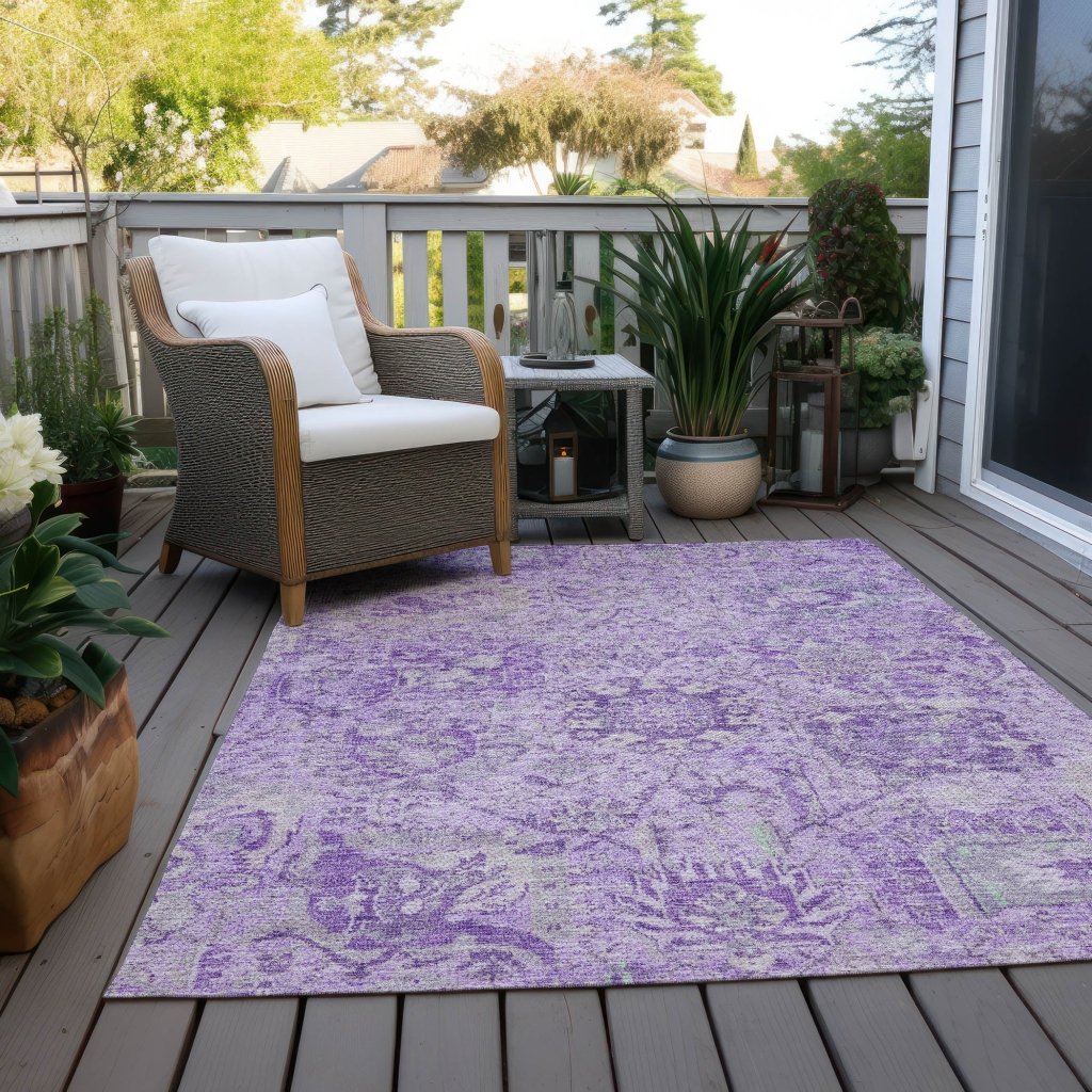 LOOMLAN Rugs Geneva Purple Washable Indoor-Outdoor Rug