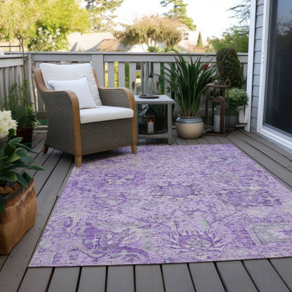 LOOMLAN Rugs Geneva Purple Washable Indoor-Outdoor Rug