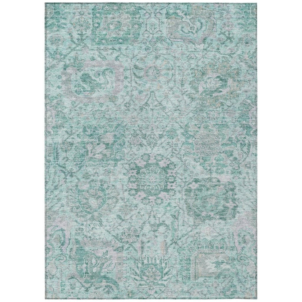 LOOMLAN Rugs Geneva Teal Washable Indoor-Outdoor Rug
