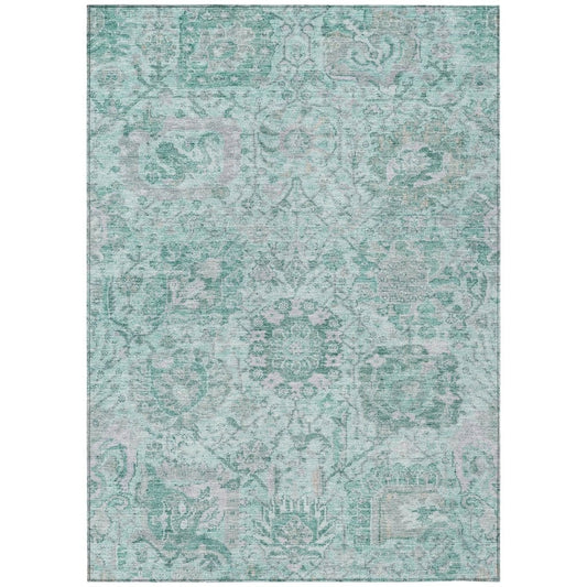 LOOMLAN Rugs Geneva Teal Washable Indoor-Outdoor Rug