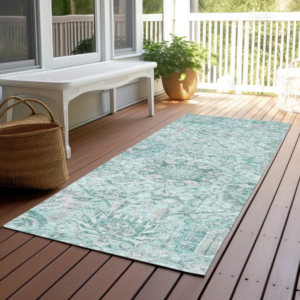 LOOMLAN Rugs Geneva Teal Washable Indoor-Outdoor Rug