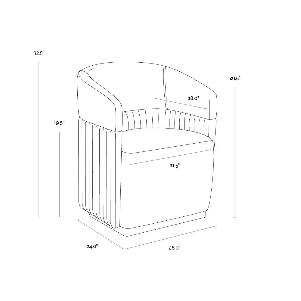 Genval Performance Fabric Wheeled Lounge Chair - LOOMLAN - SUNPAN - Dining Chairs