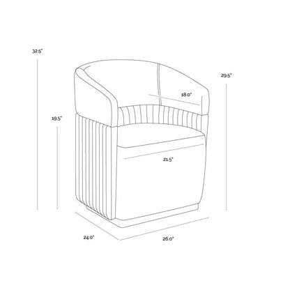 Genval Performance Fabric Wheeled Lounge Chair - LOOMLAN - SUNPAN - Dining Chairs