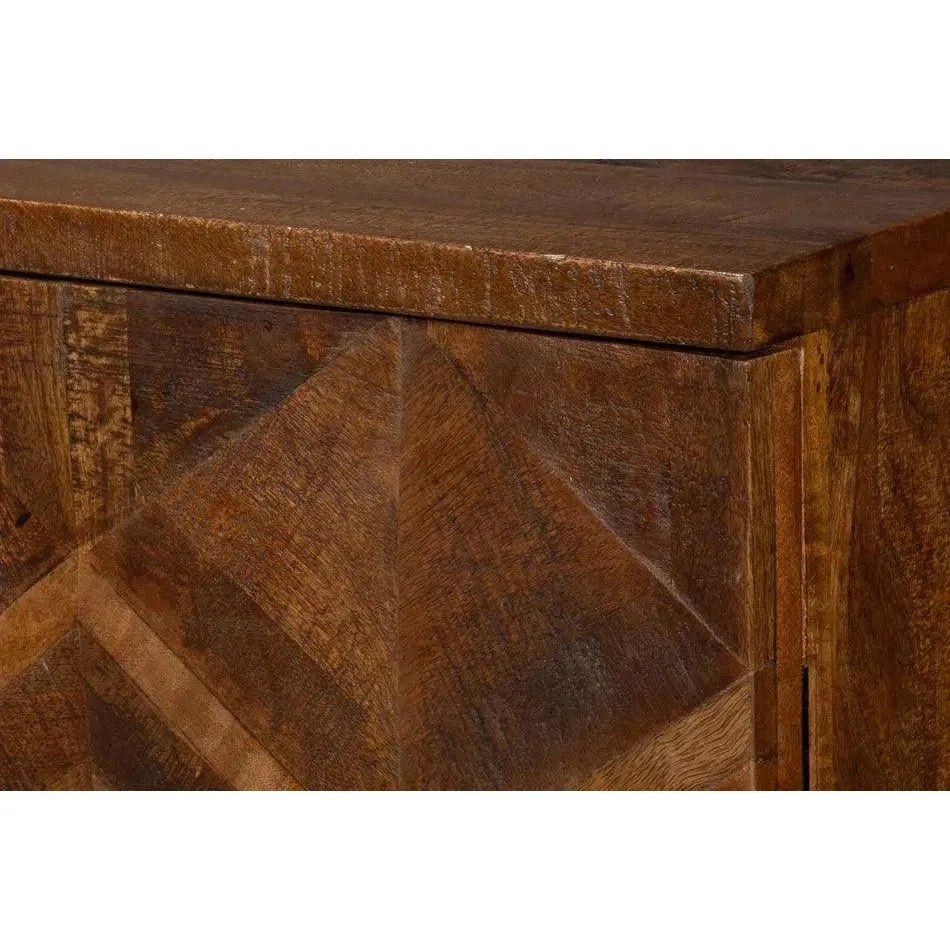 Sarreid Geo Wood and Metal Brown 3 Door Sideboard