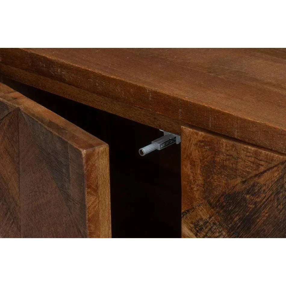 Sarreid Geo Wood and Metal Brown 3 Door Sideboard