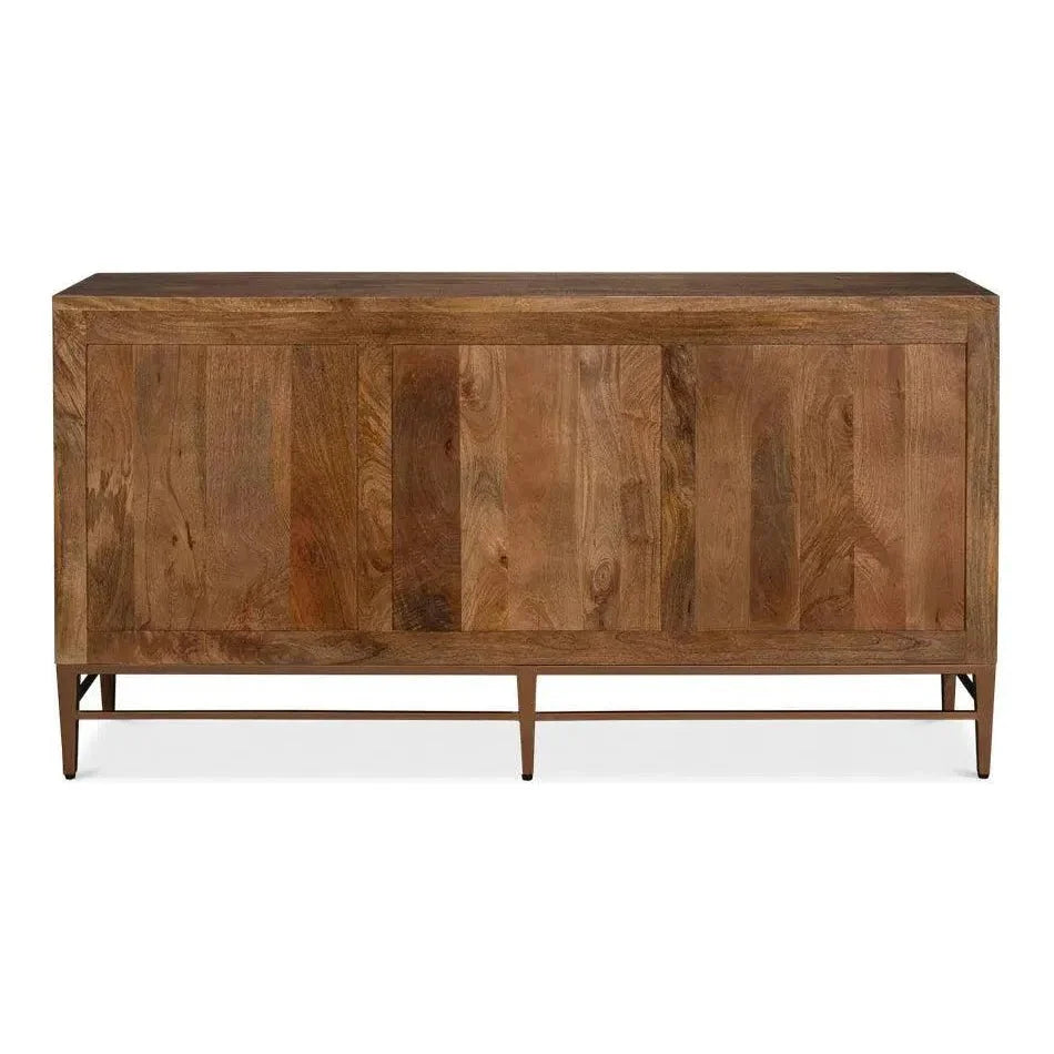 Sarreid Geo Wood and Metal Brown 3 Door Sideboard