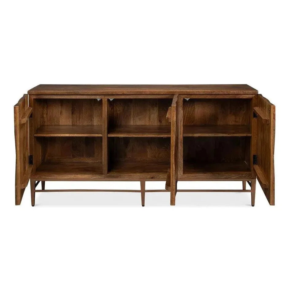 Sarreid Geo Wood and Metal Brown 3 Door Sideboard