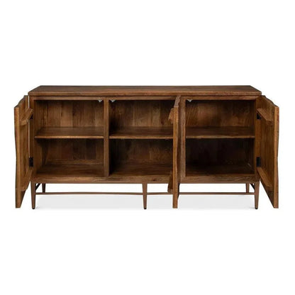 Sarreid Geo Wood and Metal Brown 3 Door Sideboard