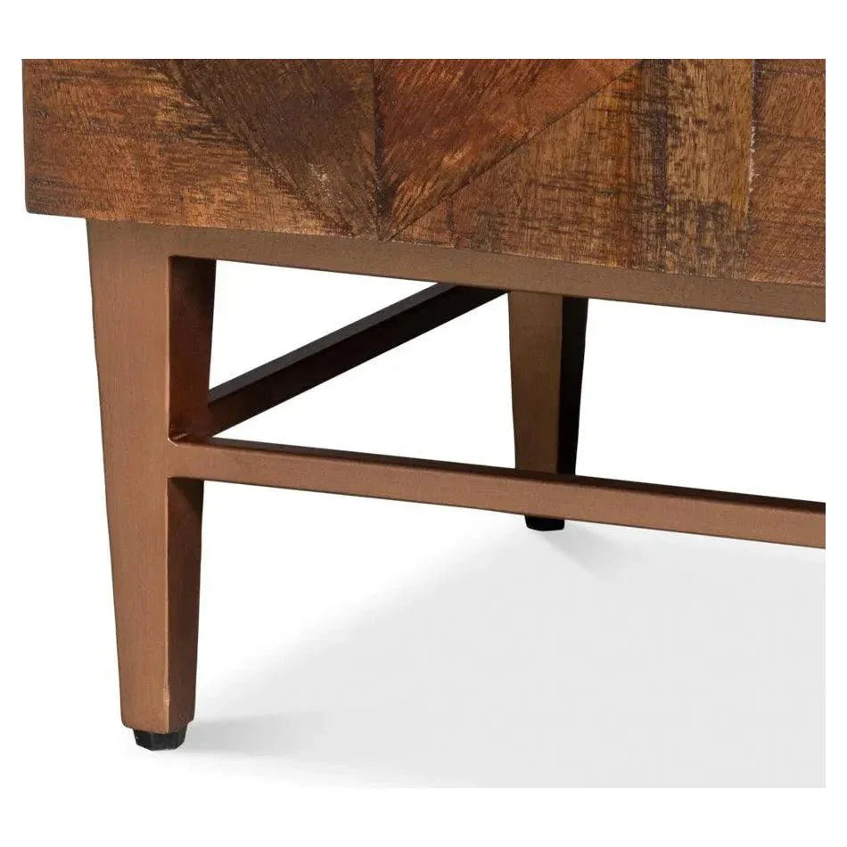 Sarreid Geo Wood and Metal Brown 3 Door Sideboard