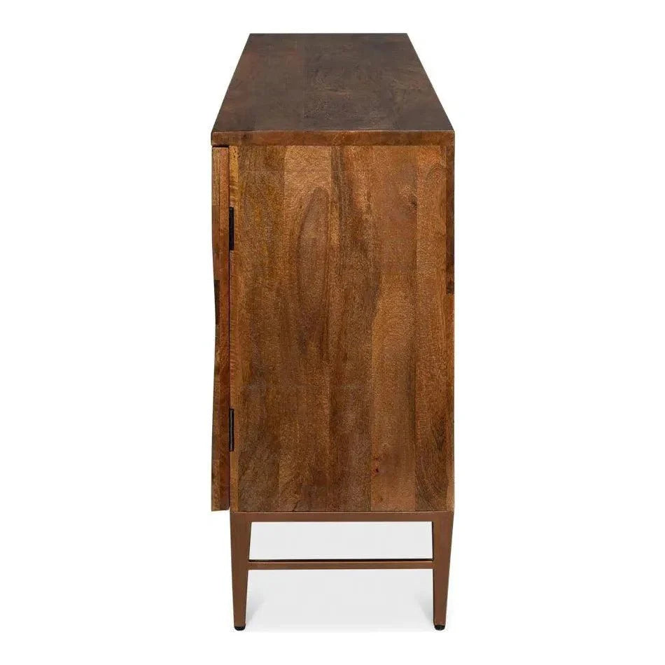 Sarreid Geo Wood and Metal Brown 3 Door Sideboard