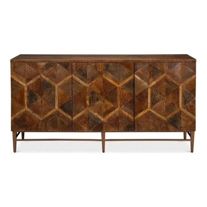 Sarreid Geo Wood and Metal Brown 3 Door Sideboard