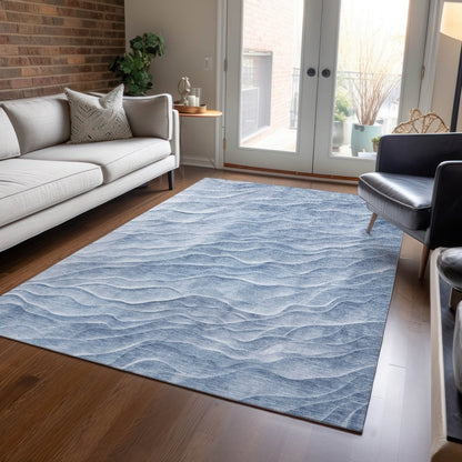 LOOMLAN Rugs Geodari Blue Washable Indoor-Outdoor Rug