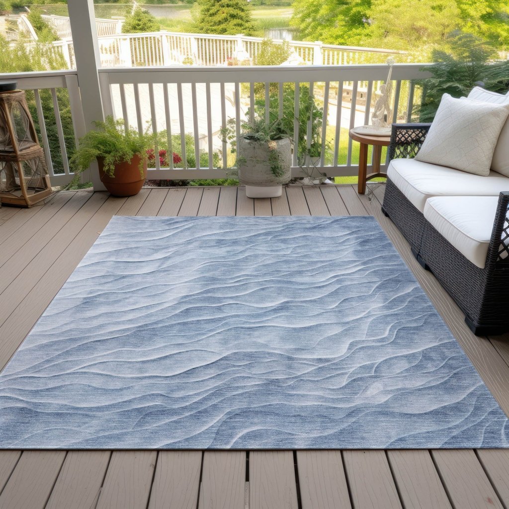 LOOMLAN Rugs Geodari Blue Washable Indoor-Outdoor Rug