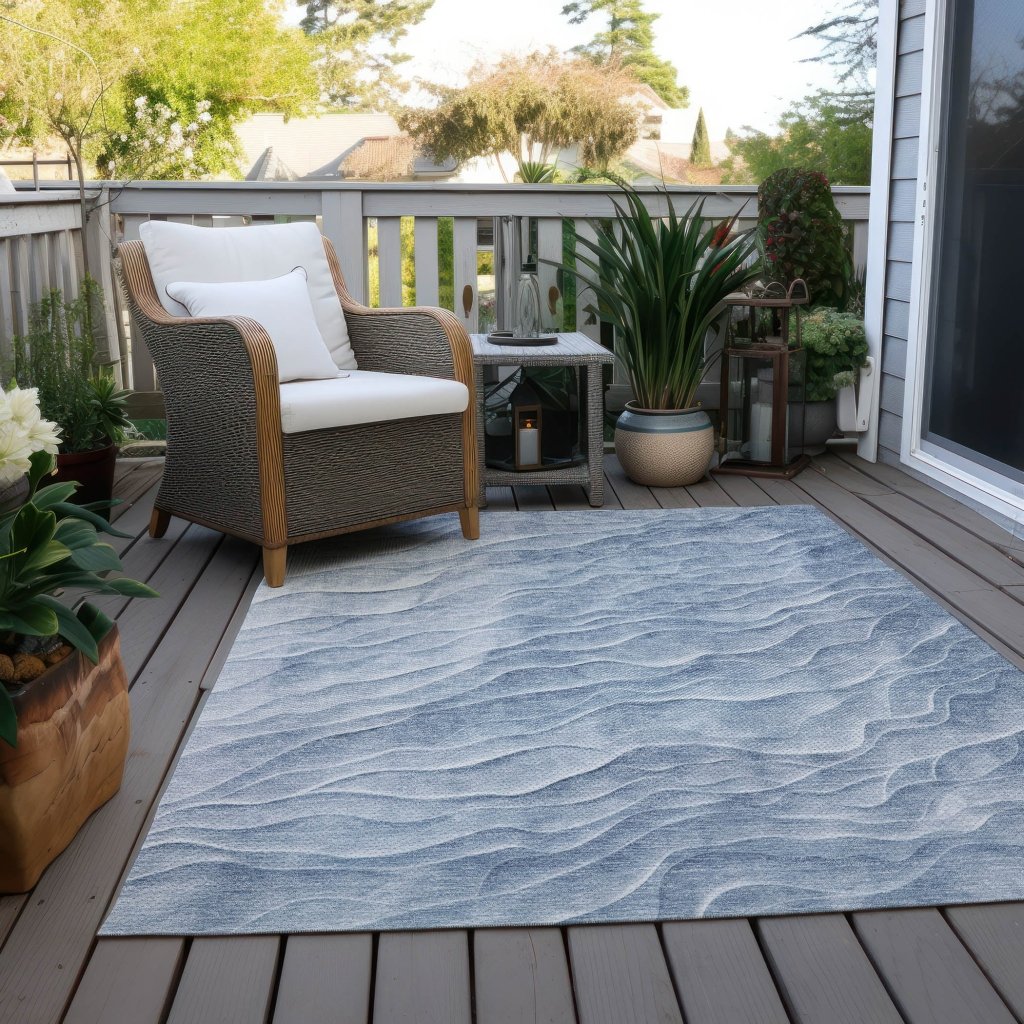 LOOMLAN Rugs Geodari Blue Washable Indoor-Outdoor Rug