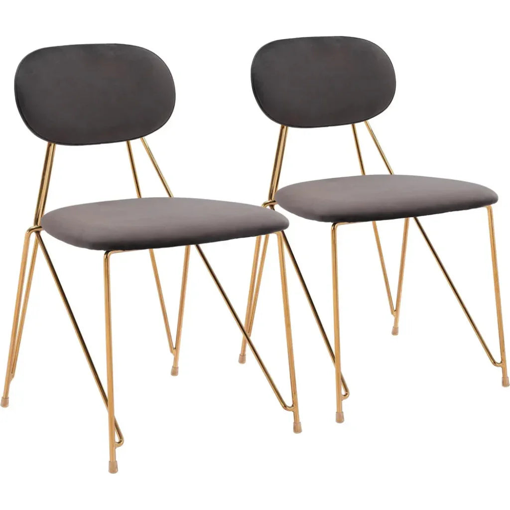 Georges Gray & Gold Armless Dining Chair 2PC - LOOMLAN - Zuo Modern - Dining Chairs