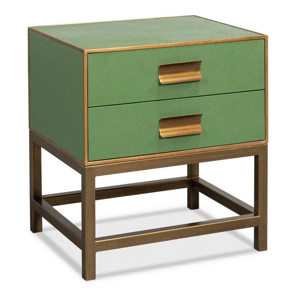 Sarreid Gideon Shagreen Green Rectangular Side Table