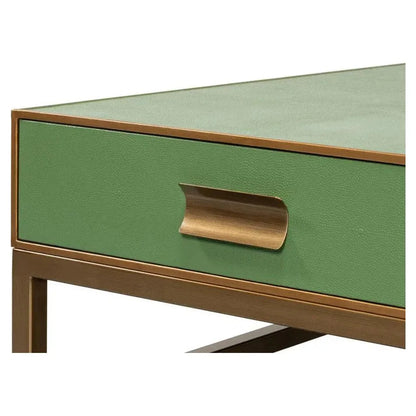 Gideon Shagreen Leather Green Square Coffee Table - LOOMLAN - Sarreid - Coffee Tables