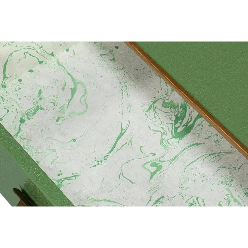 Gideon Shagreen Leather Green Square Coffee Table - LOOMLAN - Sarreid - Coffee Tables