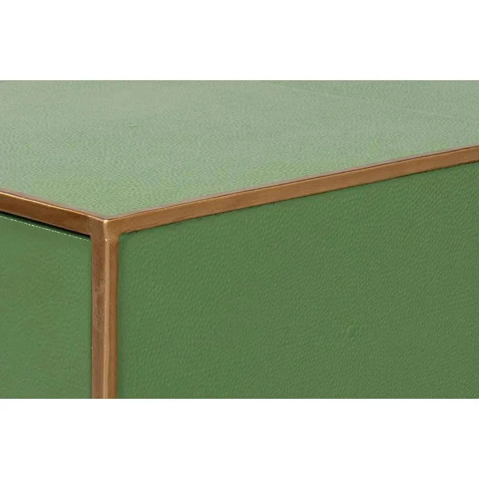 Gideon Shagreen Leather Green Square Coffee Table - LOOMLAN - Sarreid - Coffee Tables