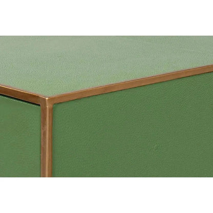 Gideon Shagreen Leather Green Square Coffee Table - LOOMLAN - Sarreid - Coffee Tables