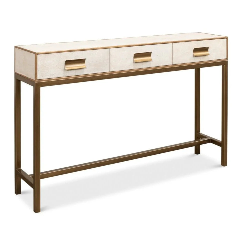 Sarreid Gideon Shagreen Leather Rectangular Console Table