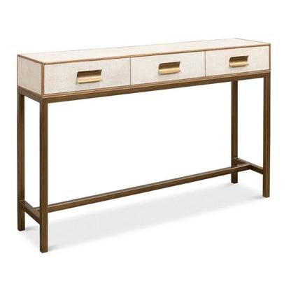 Sarreid Gideon Shagreen Leather Rectangular Console Table