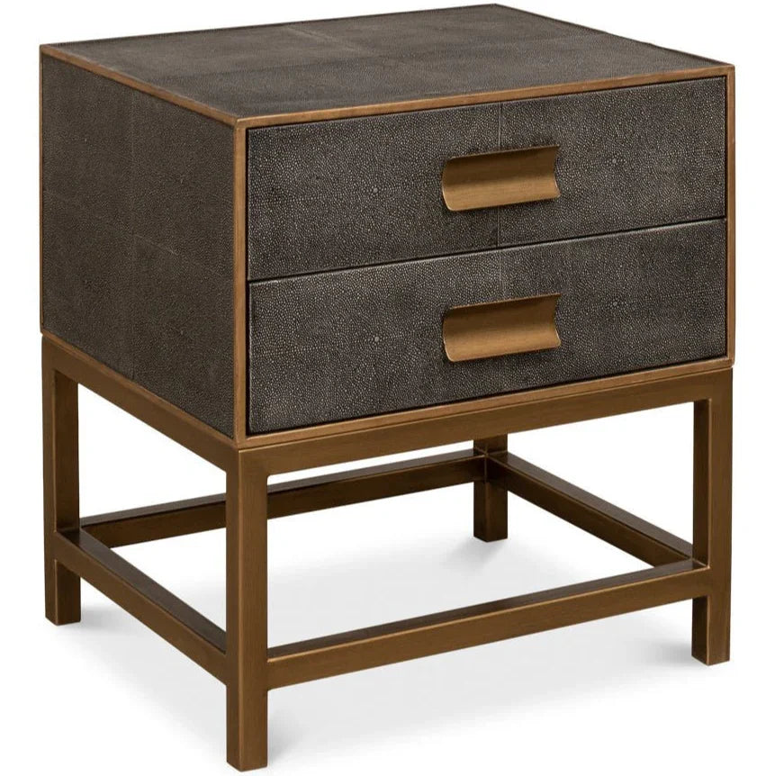 Sarreid Gideon Shagreen Leather Rectangular Side Table