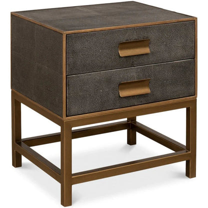 Sarreid Gideon Shagreen Leather Rectangular Side Table
