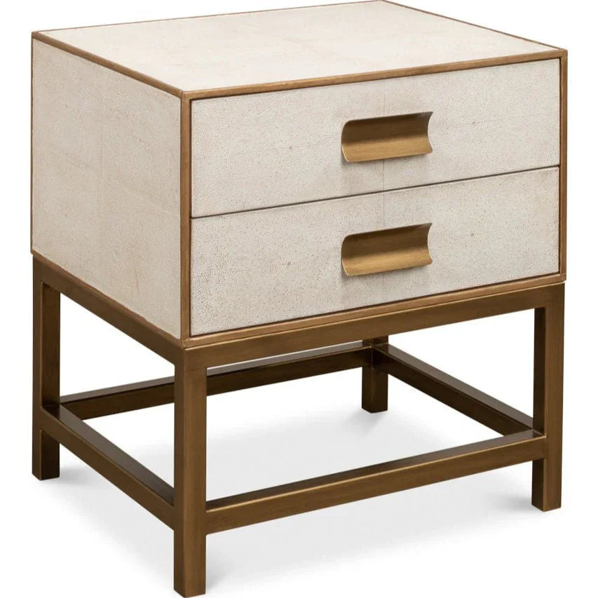 Sarreid Gideon Shagreen Leather Rectangular Side Table