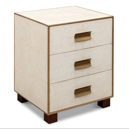 Sarreid Gideon Shagreen Leather Three Drawer Side Table