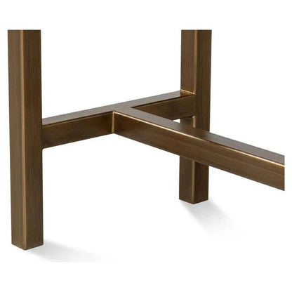 Sarreid Gideon Wood & Shagreen Leather Blue Sofa Table