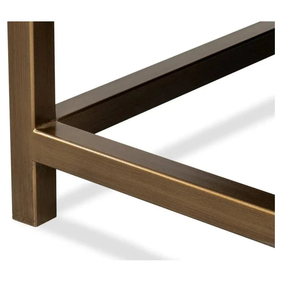 Gideon Wood & Shagreen Leather Blue Square Coffee Table - LOOMLAN - Sarreid - Coffee Tables