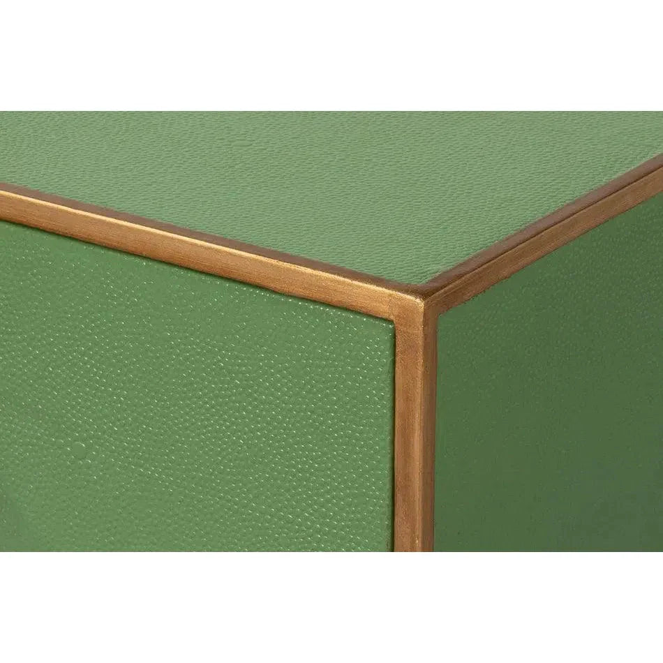 Sarreid Gideon Wood & Shagreen Leather Green Sofa Table