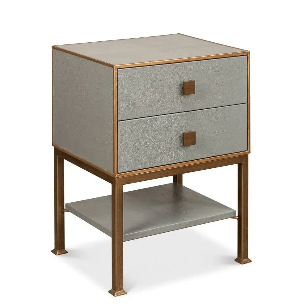 Gillian Grey Leather Nightstand