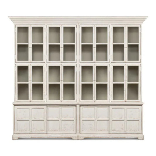 Sarreid Glass Front Double Curio Bookcase Cabinets