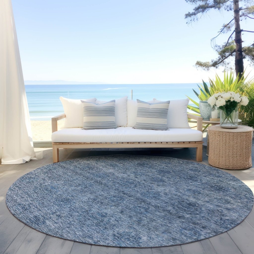 LOOMLAN Rugs Glenra Blue Washable Indoor-Outdoor Rug