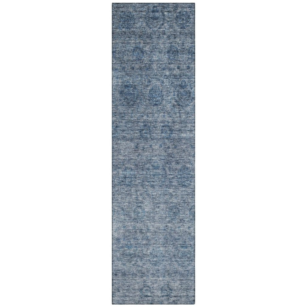 LOOMLAN Rugs Glenra Blue Washable Indoor-Outdoor Rug