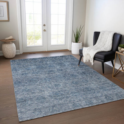 LOOMLAN Rugs Glenra Blue Washable Indoor-Outdoor Rug