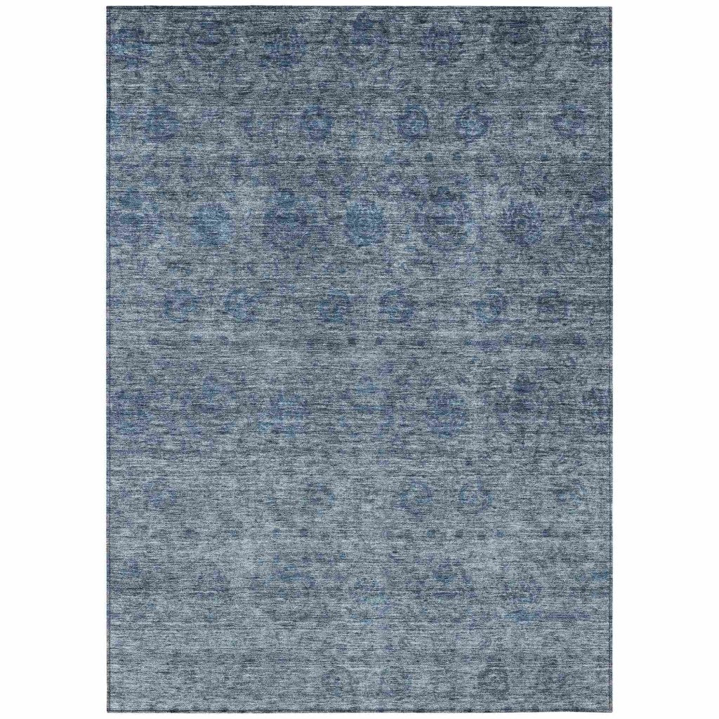 LOOMLAN Rugs Glenra Blue Washable Indoor-Outdoor Rug