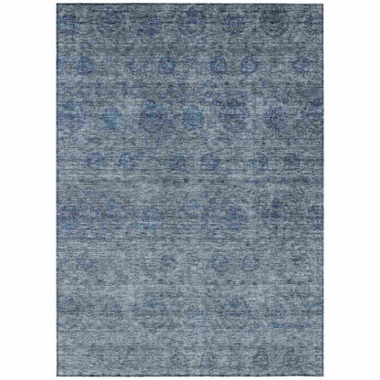 LOOMLAN Rugs Glenra Blue Washable Indoor-Outdoor Rug