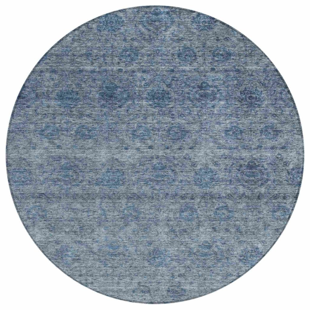 LOOMLAN Rugs Glenra Blue Washable Indoor-Outdoor Rug