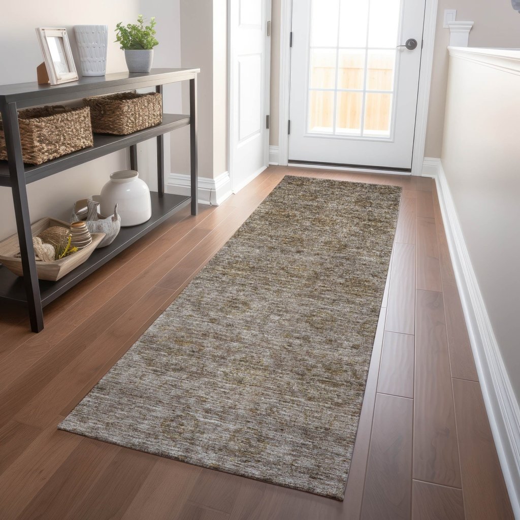 LOOMLAN Rugs Glenra Brown Washable Indoor-Outdoor Rug