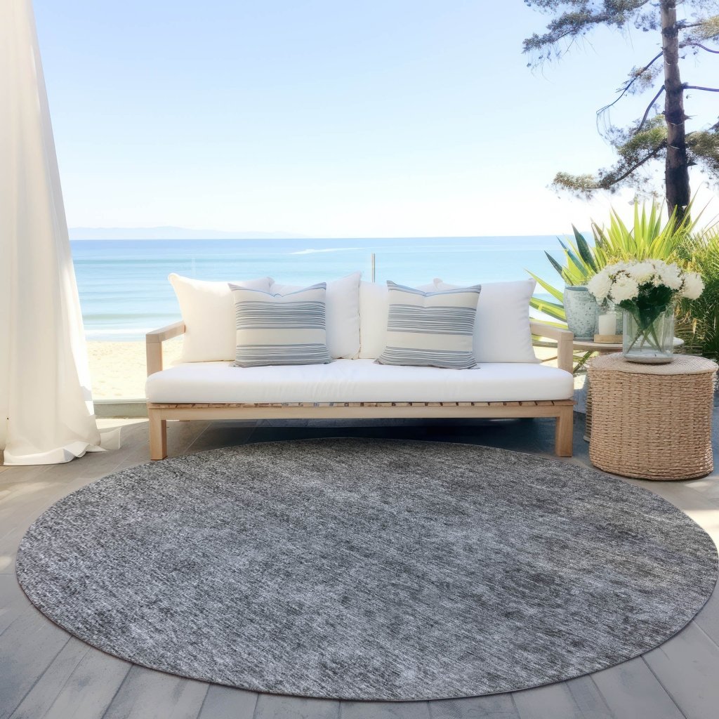 Glenra Gray Washable Indoor - Outdoor Rug - LOOMLAN - LOOMLAN Rugs - Outdoor Rugs
