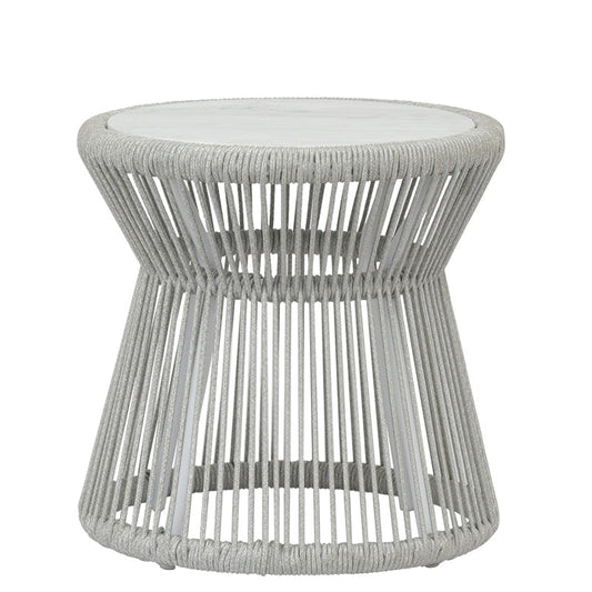 Miami Elegant Carrara Marble Top Outdoor End Table