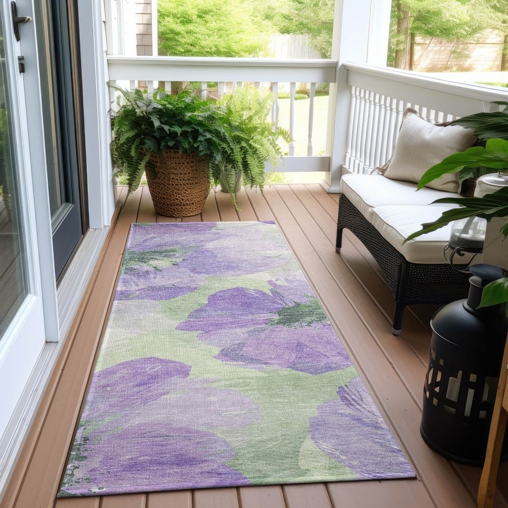 LOOMLAN Rugs Golditha Purple Washable Indoor-Outdoor Rug